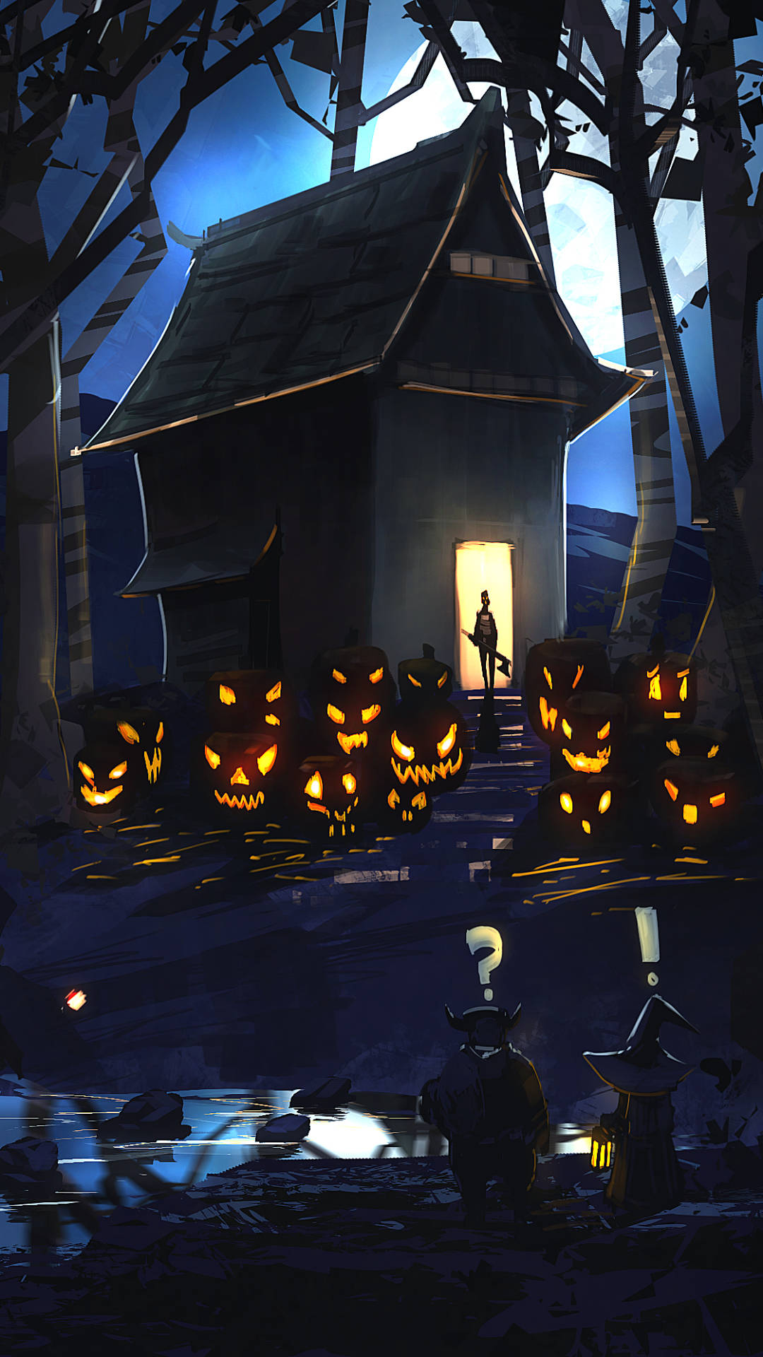 Kummitustalometsä Halloweeniin iPhonelle Taustakuvat