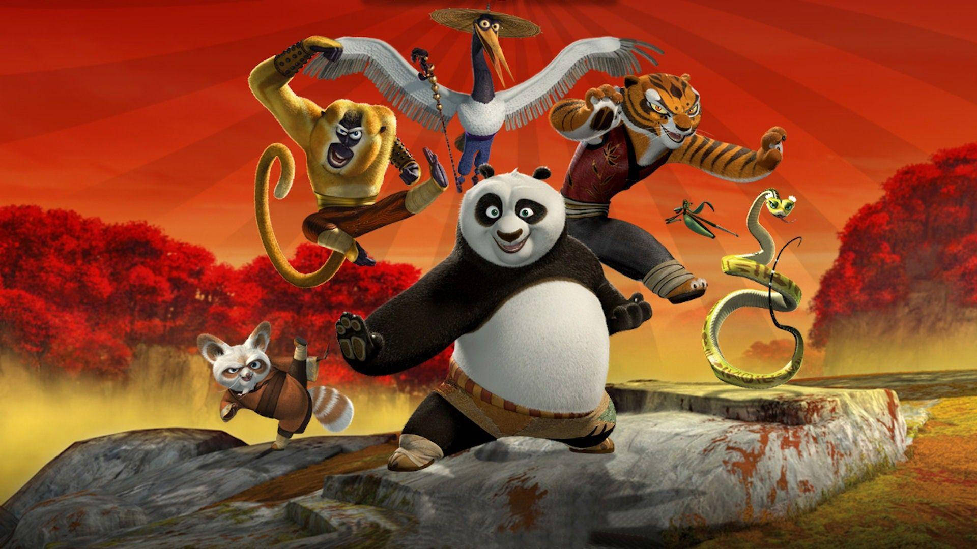 Kung Fu Panda ja Viisi raivokasta asennossa Taustakuvat