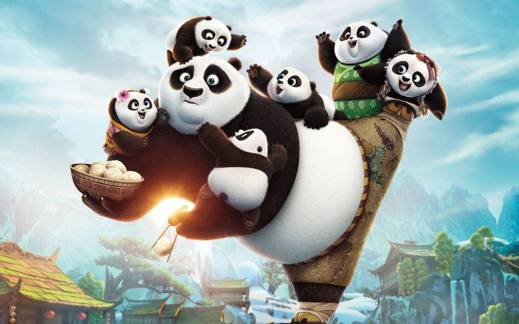 Kung Fu Panda pitelee monta vauva-pandaa Taustakuvat
