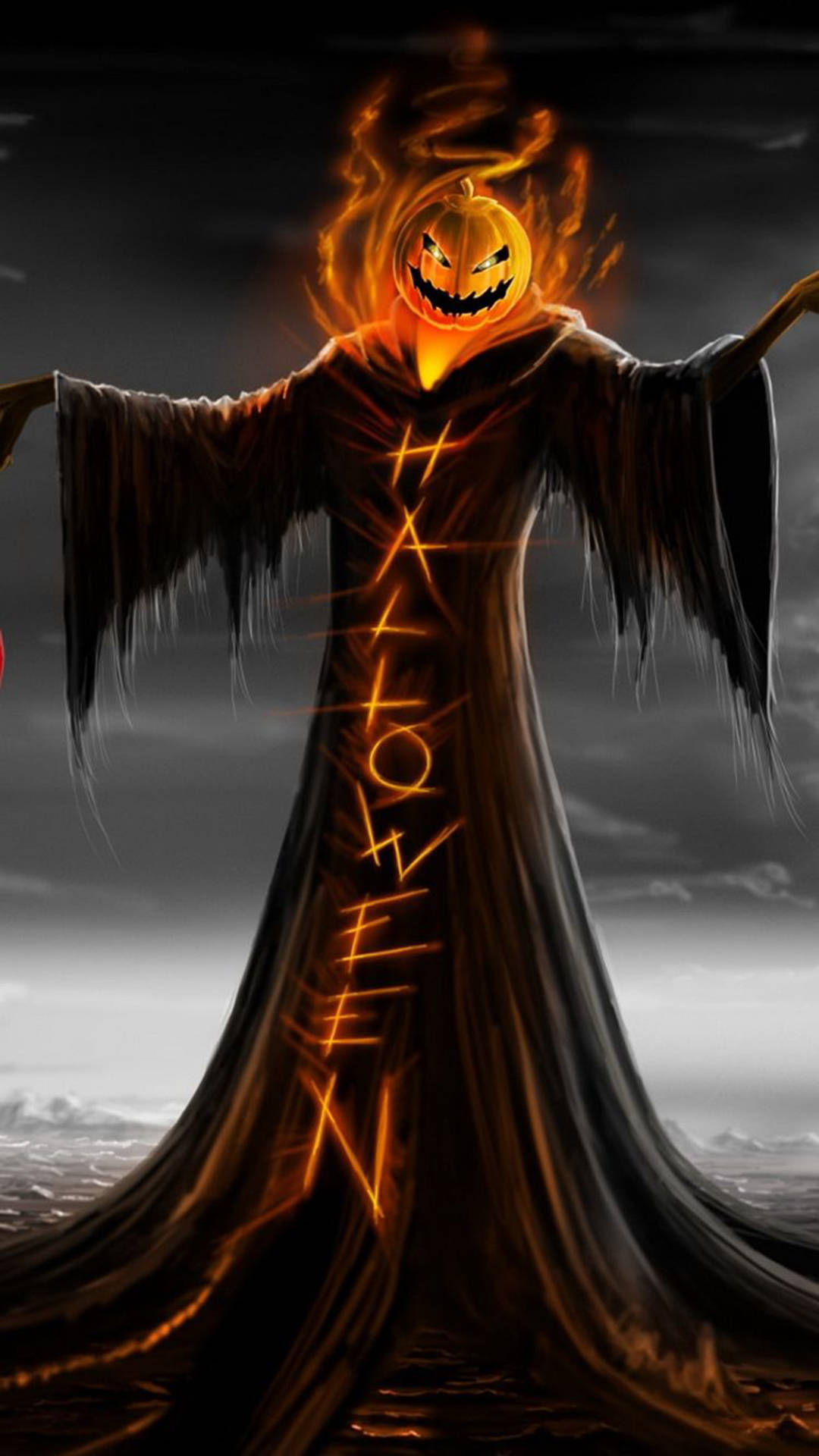 Kurpitsa Viikatemies Halloween iPhone Taustakuvat