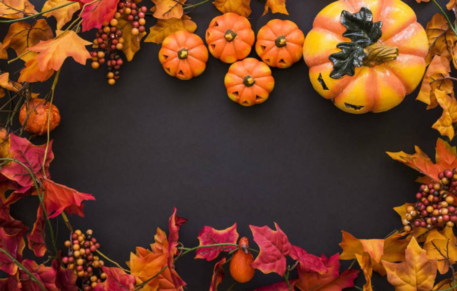 Kurpitsat ja lehdet syyshalloween Taustakuvat