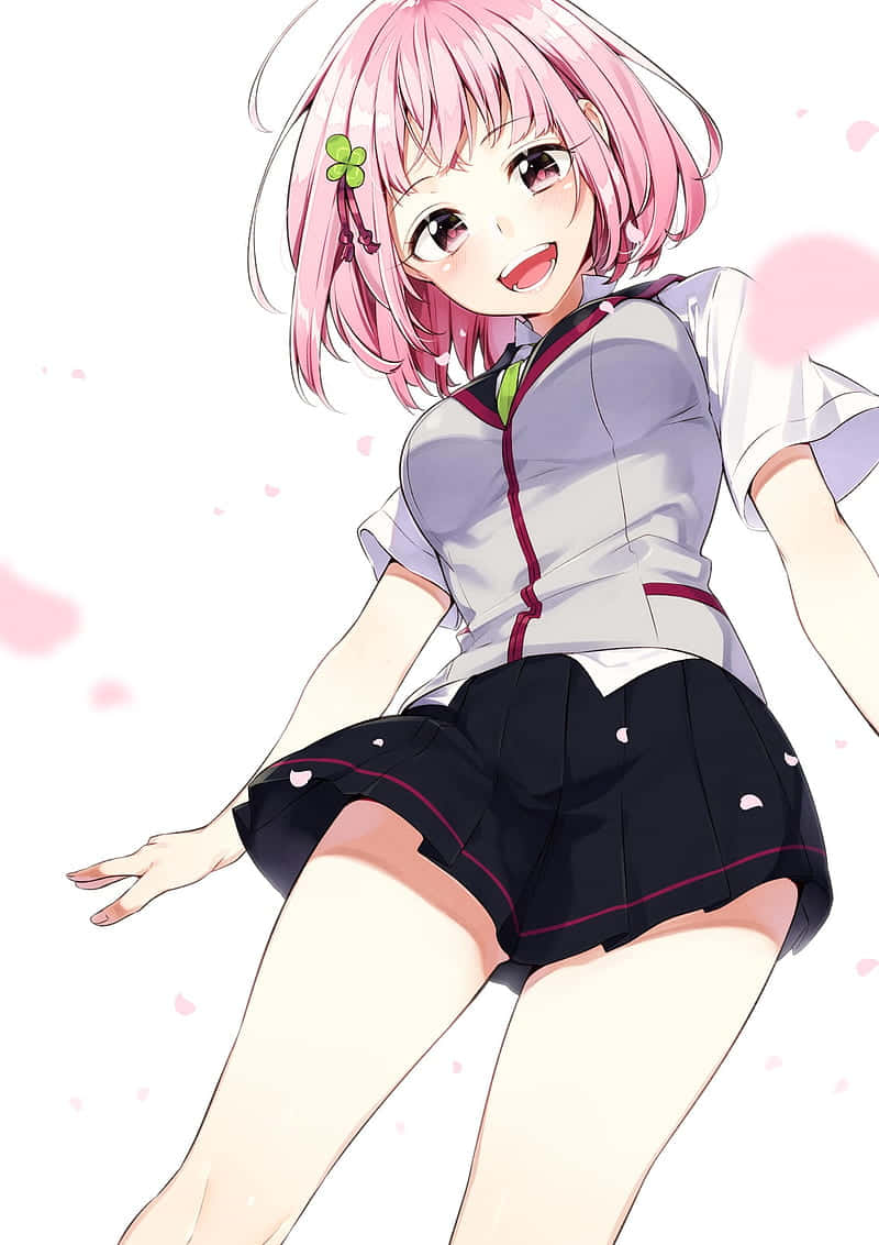 Kuuma anime-tyttö vaaleanpunaisilla hiuksilla Taustakuvat