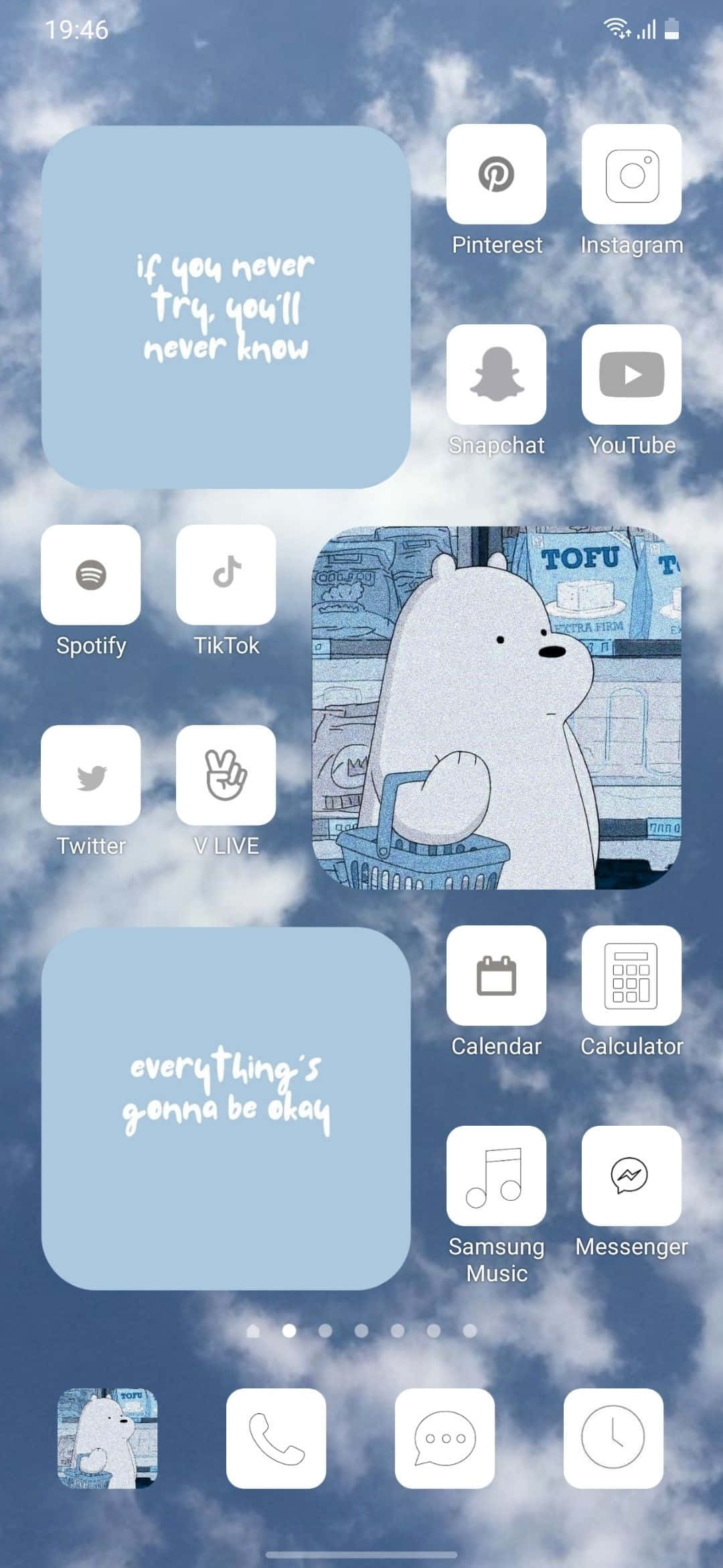 kuvakaappaus iOS-sovelluksesta, jossa on karhu ja taivas Taustakuvat