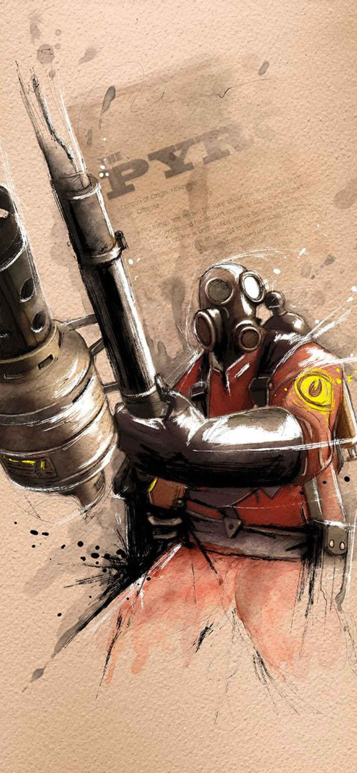Kuvateksti: Eeppinen Team Fortress 2 -pelin ruutukaappaus iPhone XS Max -taustalla Taustakuvat