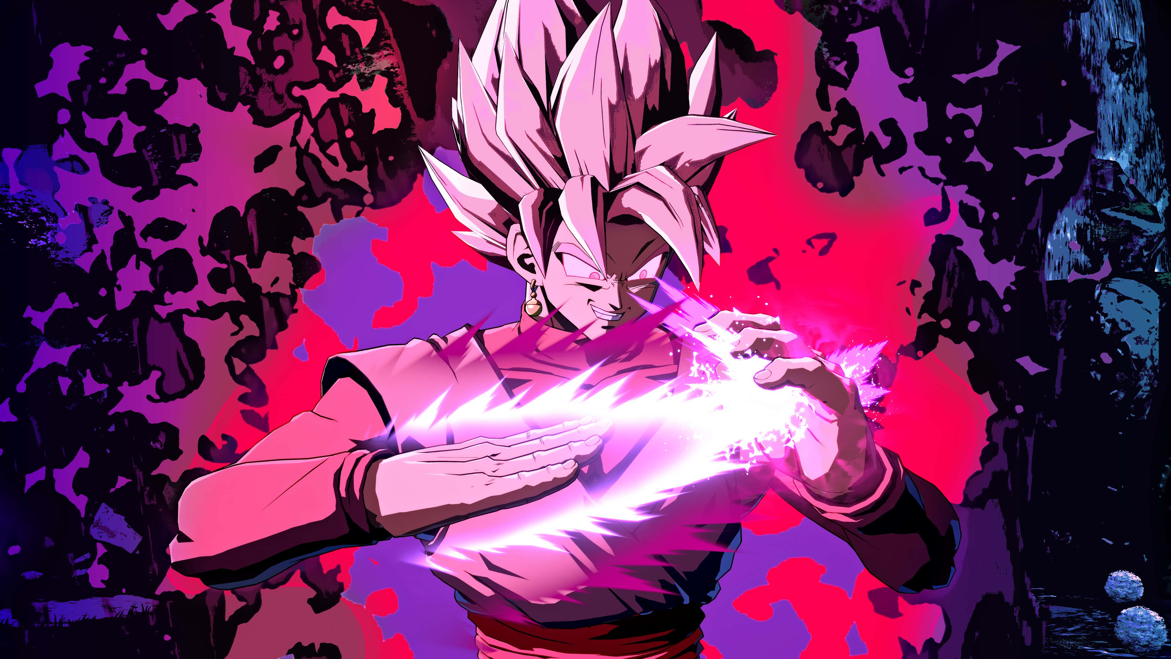 Kuvateksti: Intensiivinen Goku Black latautumassa taisteluun Taustakuvat