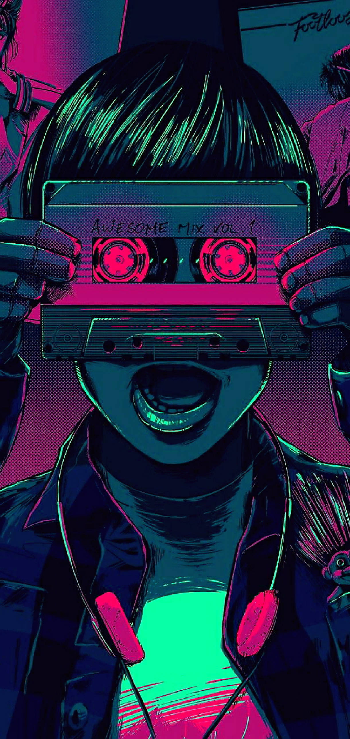 Kuvateksti: Vaporwave-muotoilun retrohehku Taustakuvat