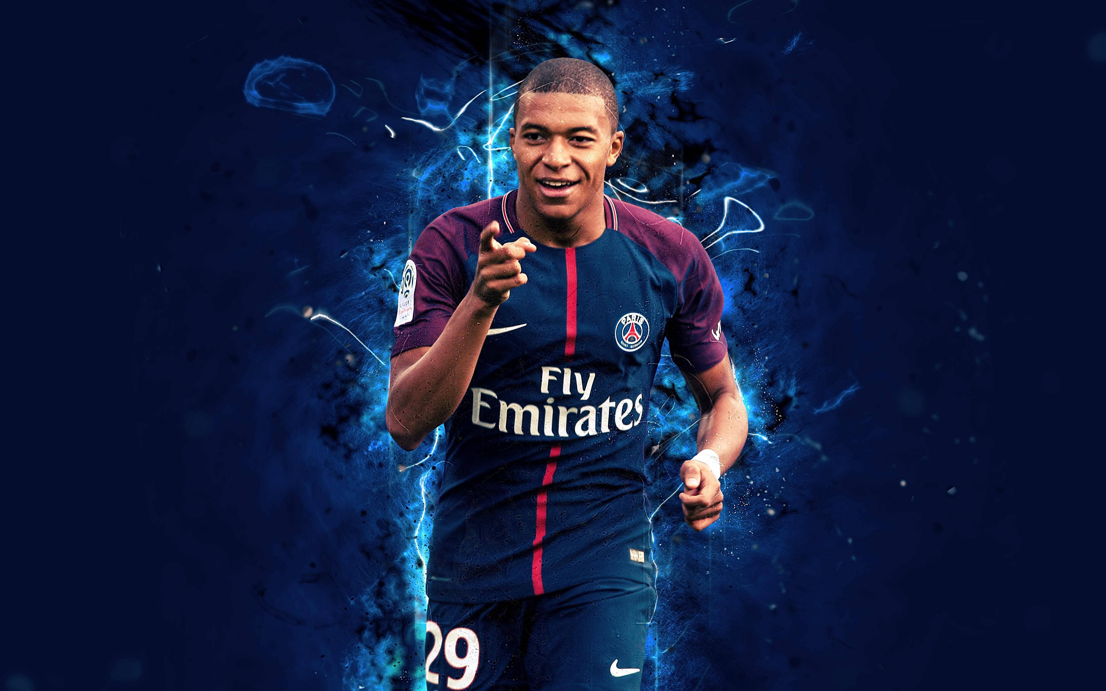 Kylian Mbappe 4K Sininen Estetiikka Taustakuvat