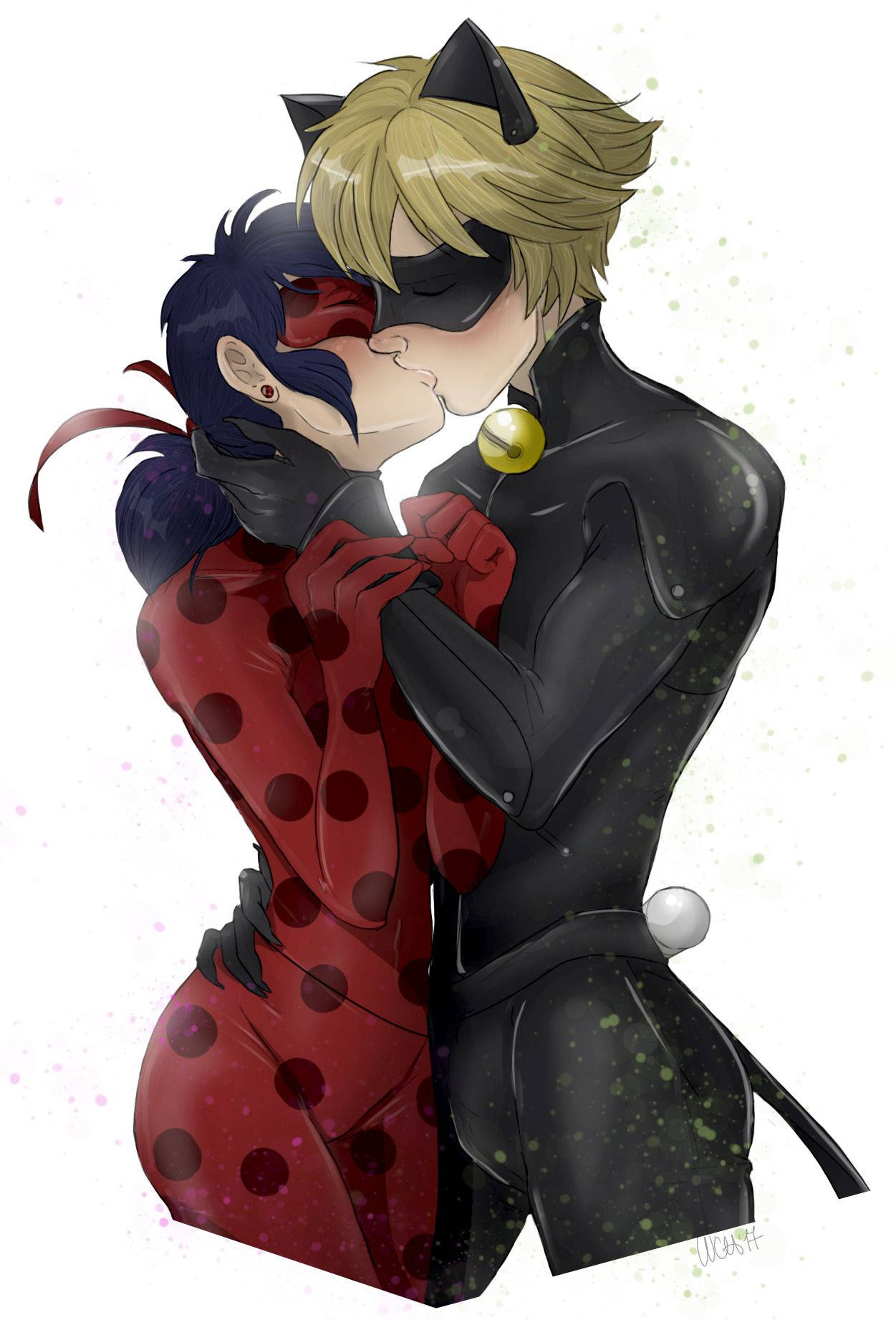 Ladybug ja Cat Noir suutelevat sarjakuvatyylillä Taustakuvat