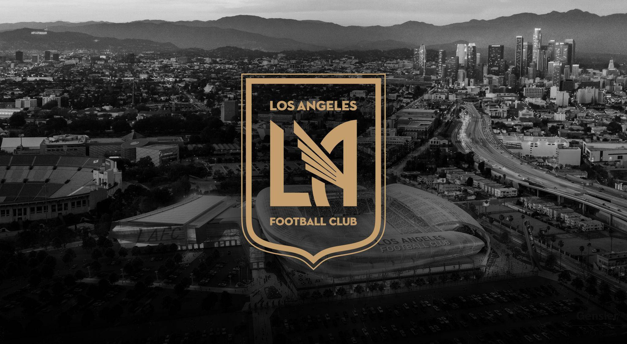 LAFC-logo mustavalkoisella kaupunkitaustalla Taustakuvat