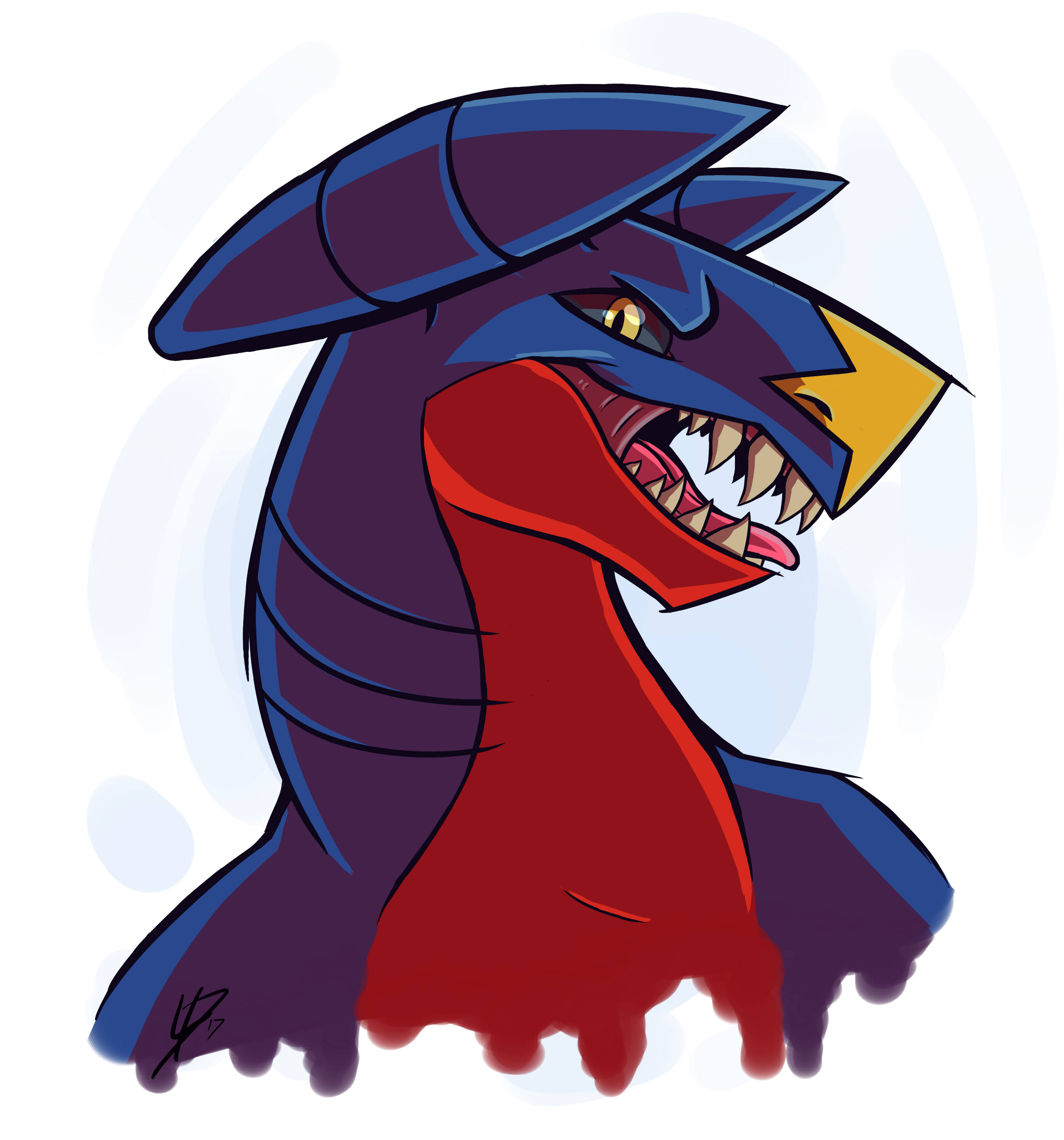 Lähikuva Garchomp-fanitaidetta Taustakuvat