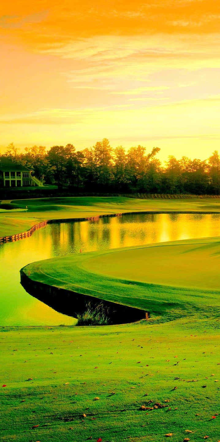 Lämmin auringonlasku Pixel 3 golfkenttä taustakuva Taustakuvat