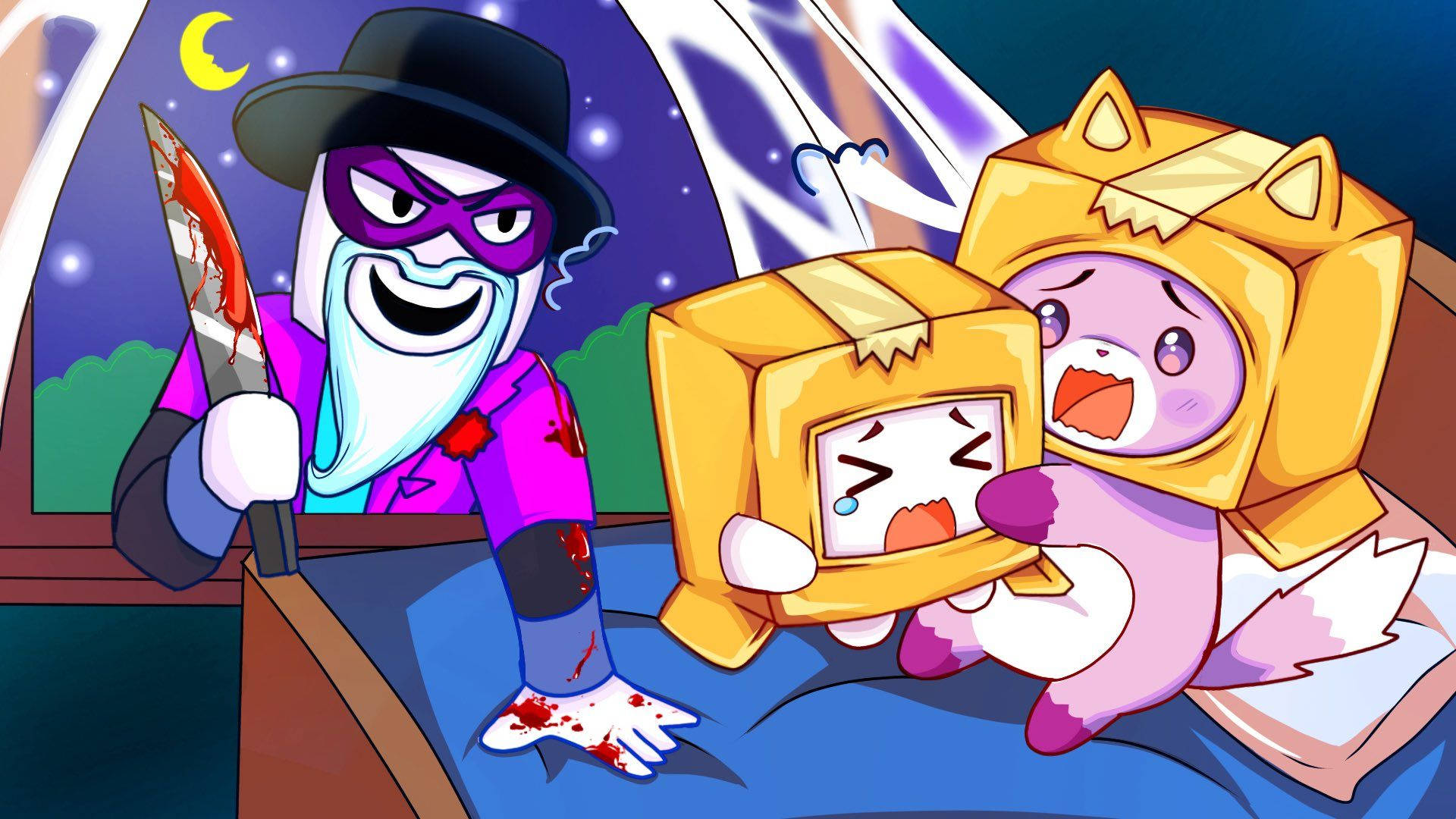 LankyBox Boxy Foxy ja Scary Larry Taustakuvat