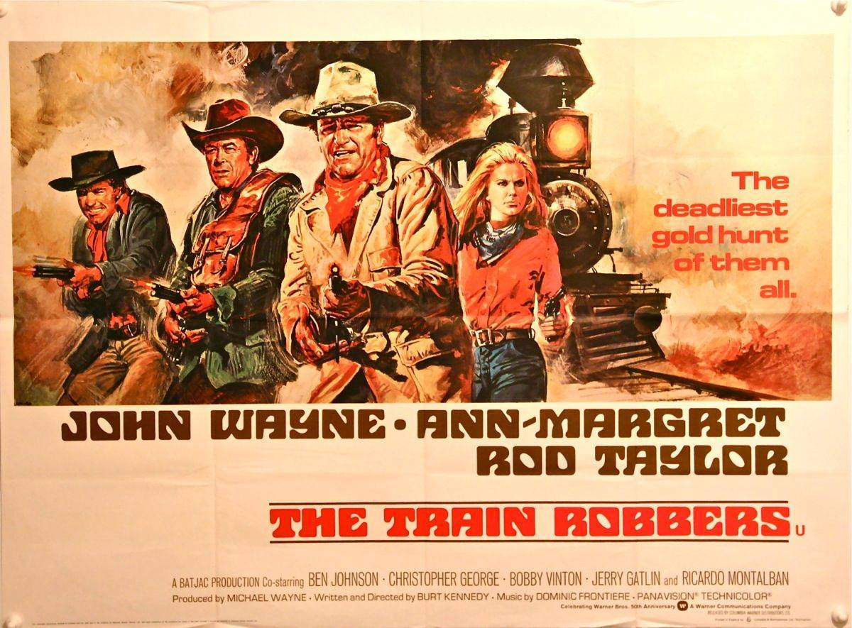 Lännenelokuva The Train Robbers Taustakuvat