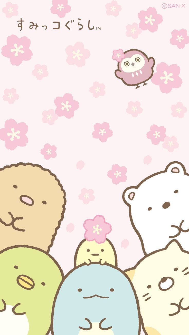 Kawaii sumikko gurashi pulleat hahmot taustakuva.