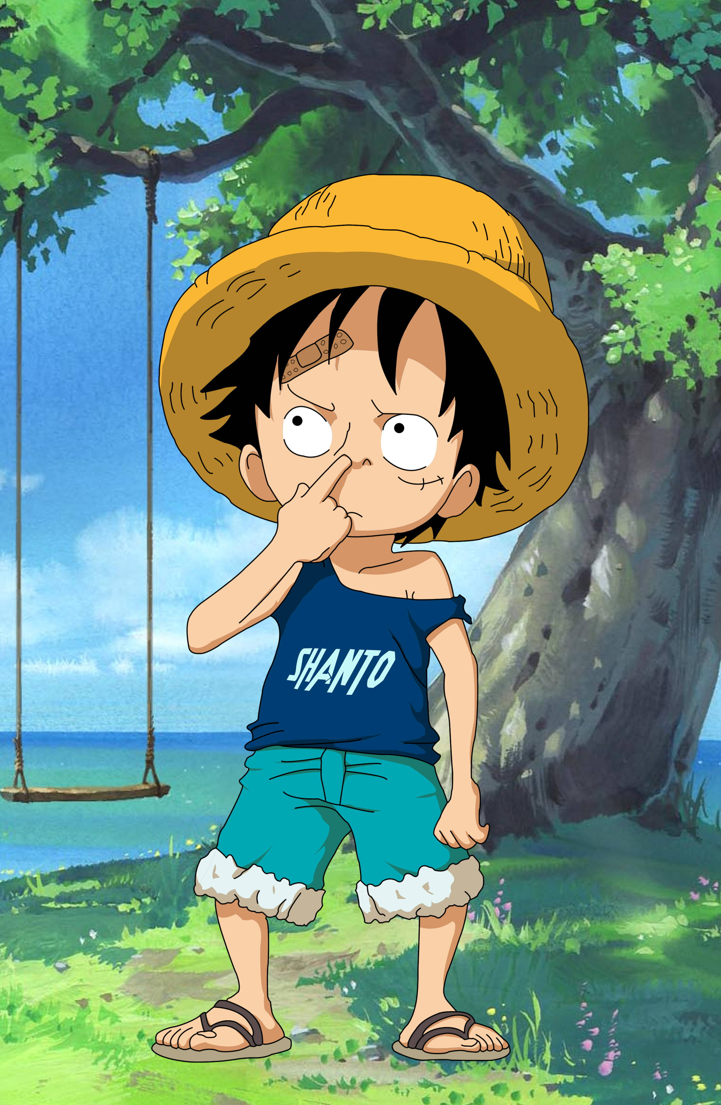 Lapsi Luffy PFP One Piece hauska fanitaide Taustakuvat