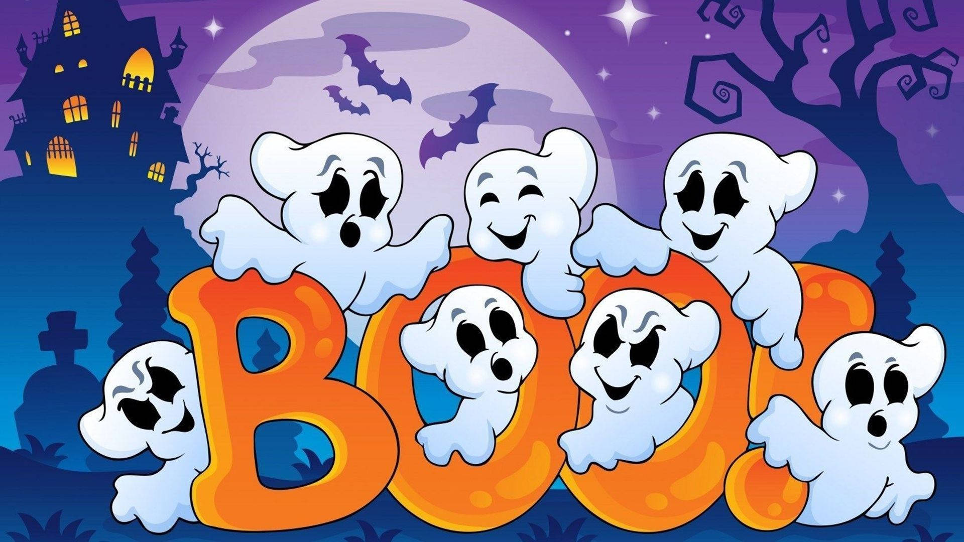Leikkivä kummitus sarjakuvamainen Halloween Taustakuvat