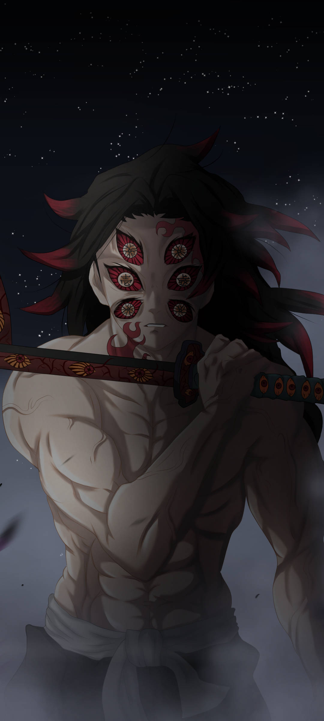 Lihaksikas Demon Slayer -hahmo Kokushibo Taustakuvat