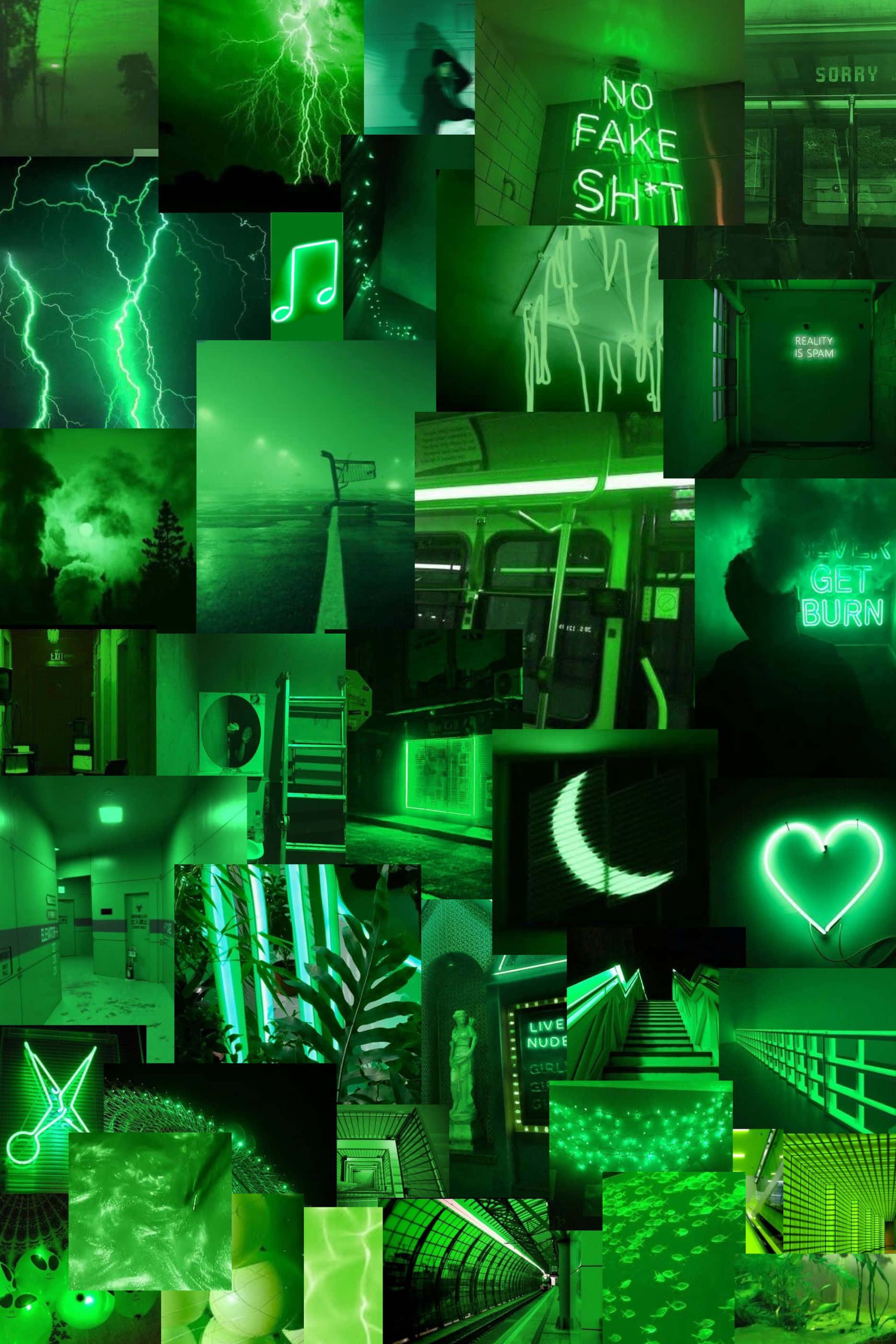Lime Green -esteettinen kollaasi Tumblr Taustakuvat