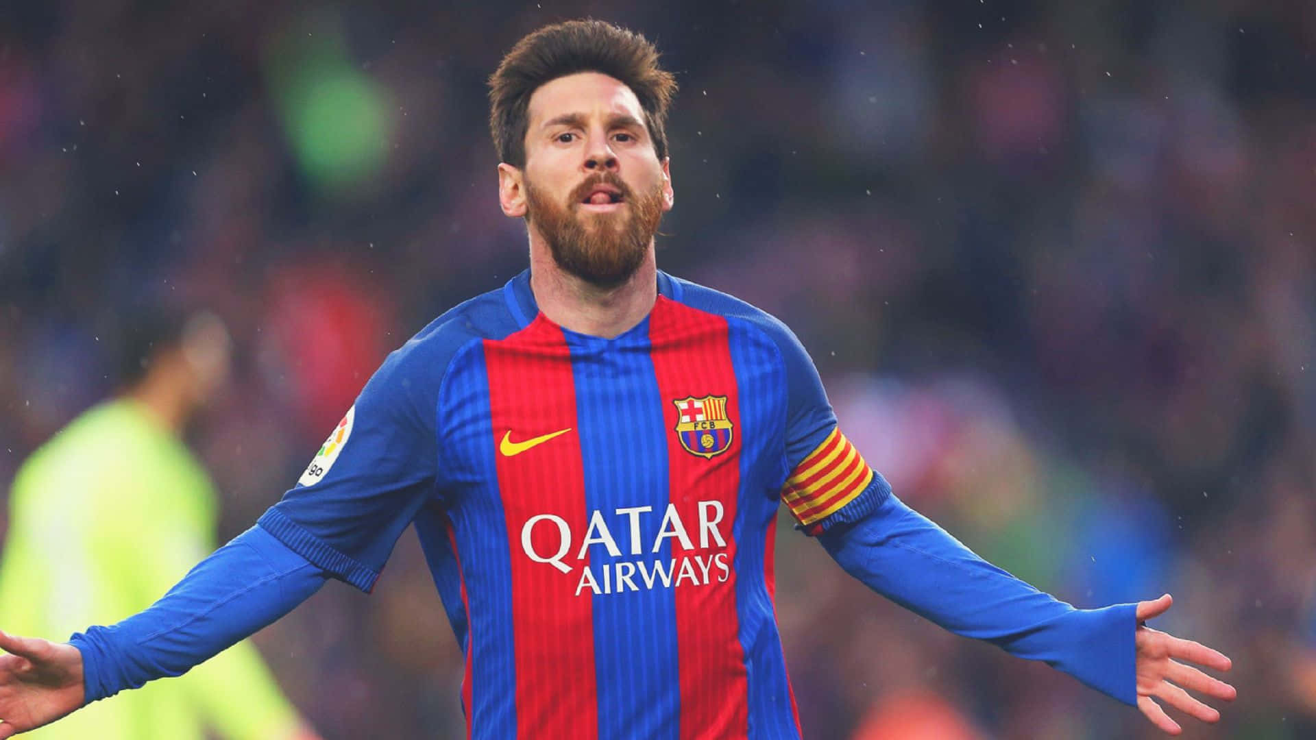Lionel Messi juhlii maaliaan ottelun aikana Taustakuvat