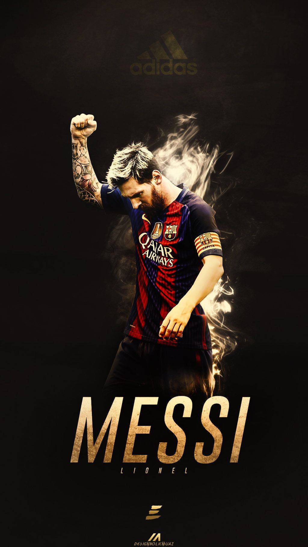 Lionel Messi juhlii maalin jälkeen. Taustakuvat