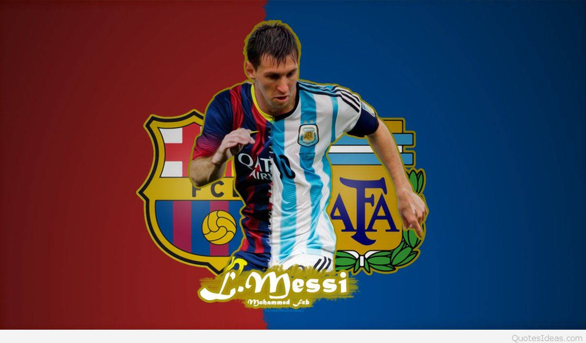 Fanitaidetta Lionel Messistä FCB- ja AFA-joukkueiden logoilla