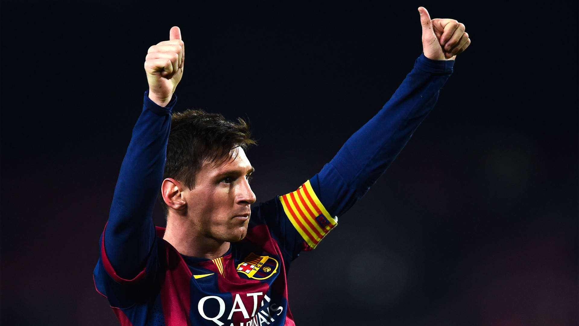 Lionel Messi kaksi peukkua ylöspäin Taustakuvat