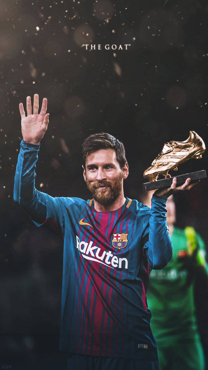 "Lionel Messi poseeraa Kultaisen Kengän kanssa" Taustakuvat