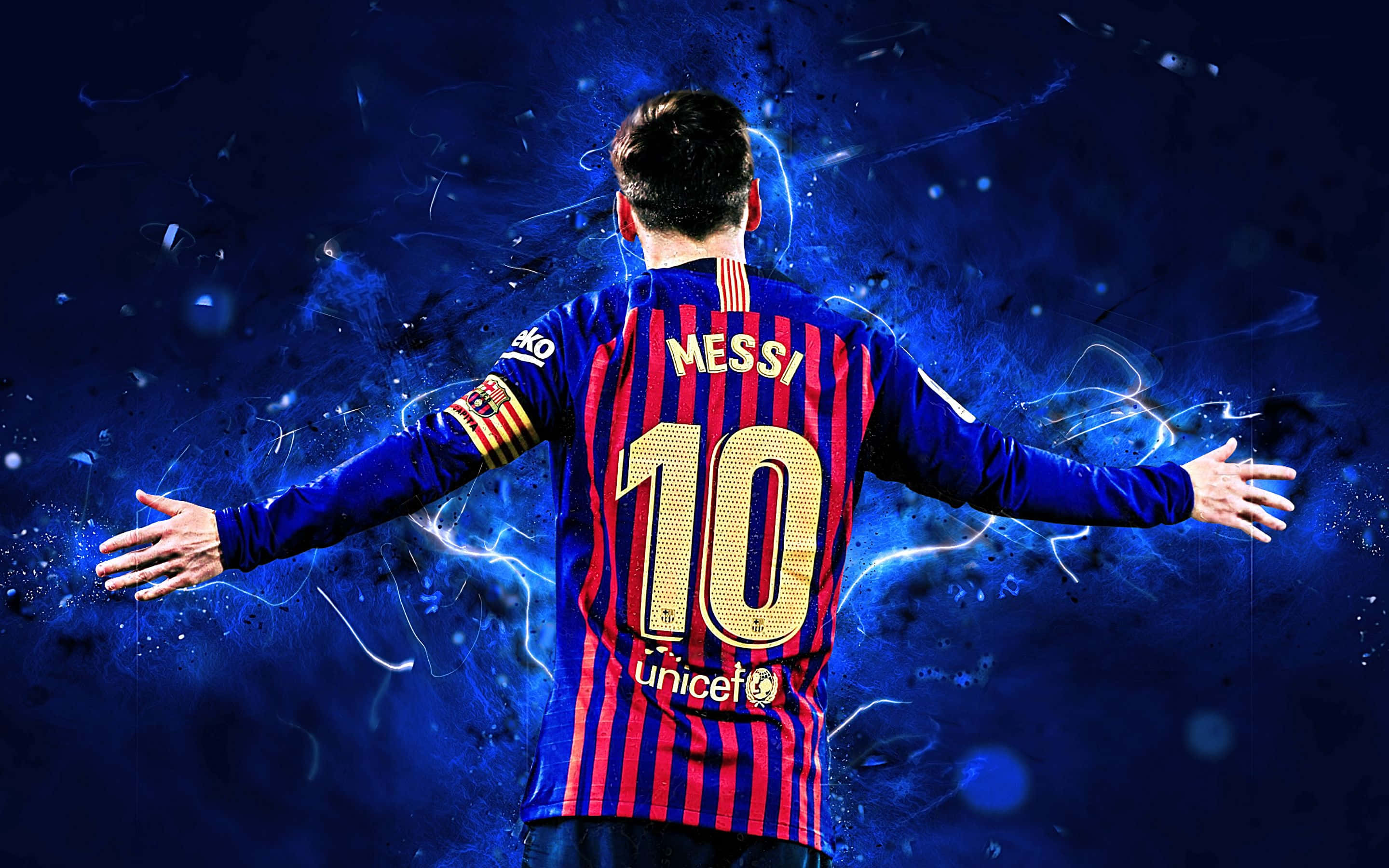 Lionel Messi väistelee puolustajaansa värikkään auringonlaskun ympäröimänä Taustakuvat