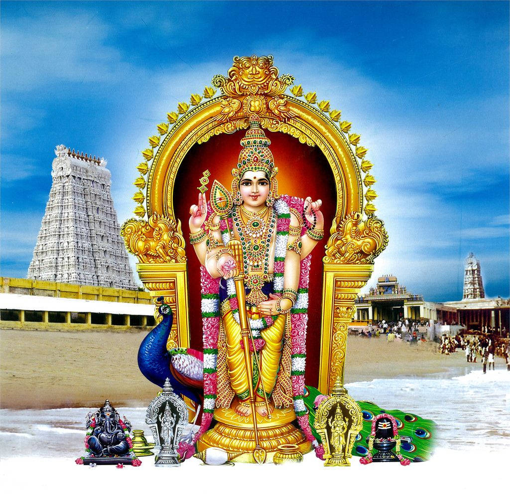 Lord Murugan asetettu meritaustalle Taustakuvat