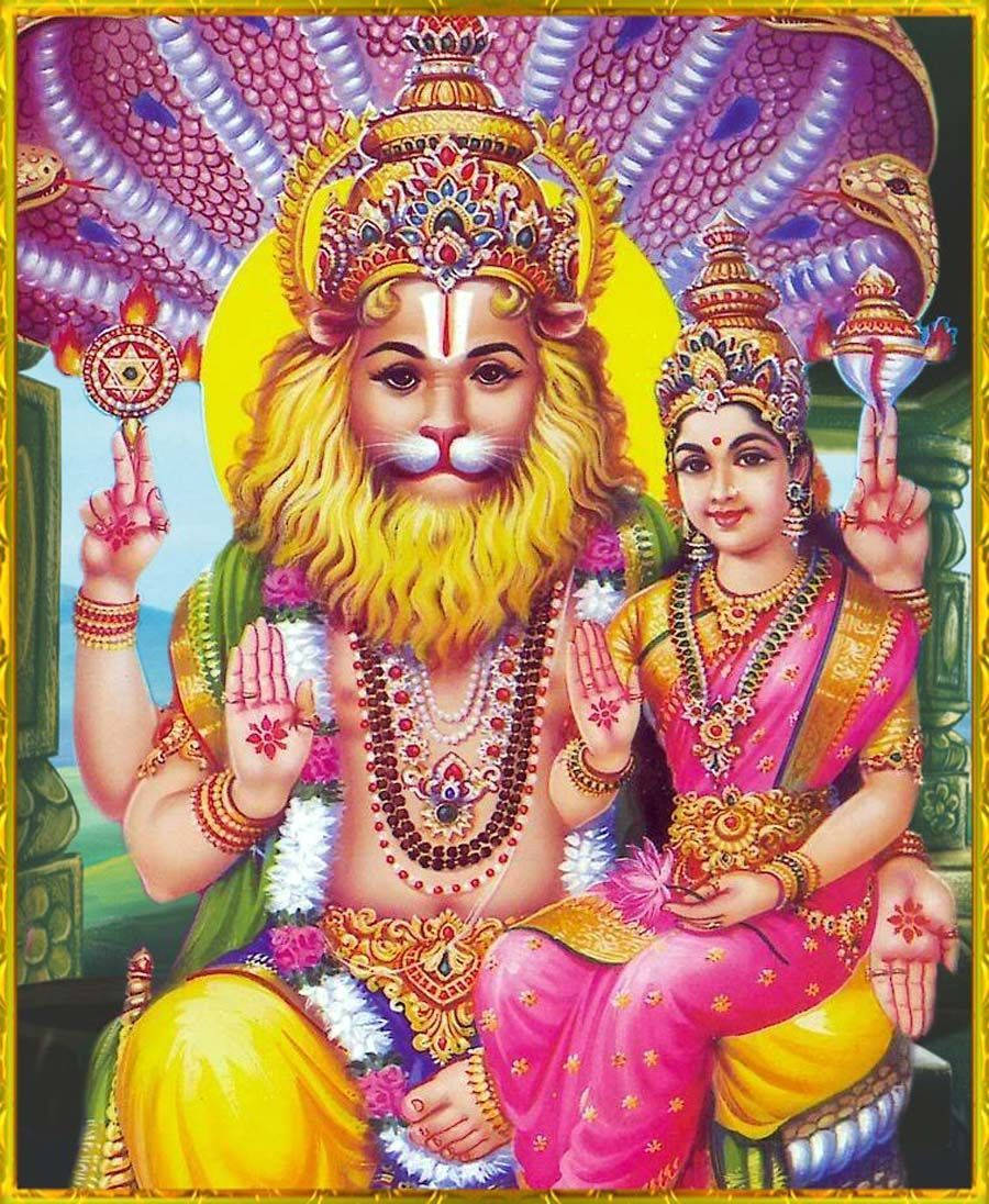 Lord Narasimha ja Lakshmi Taustakuvat