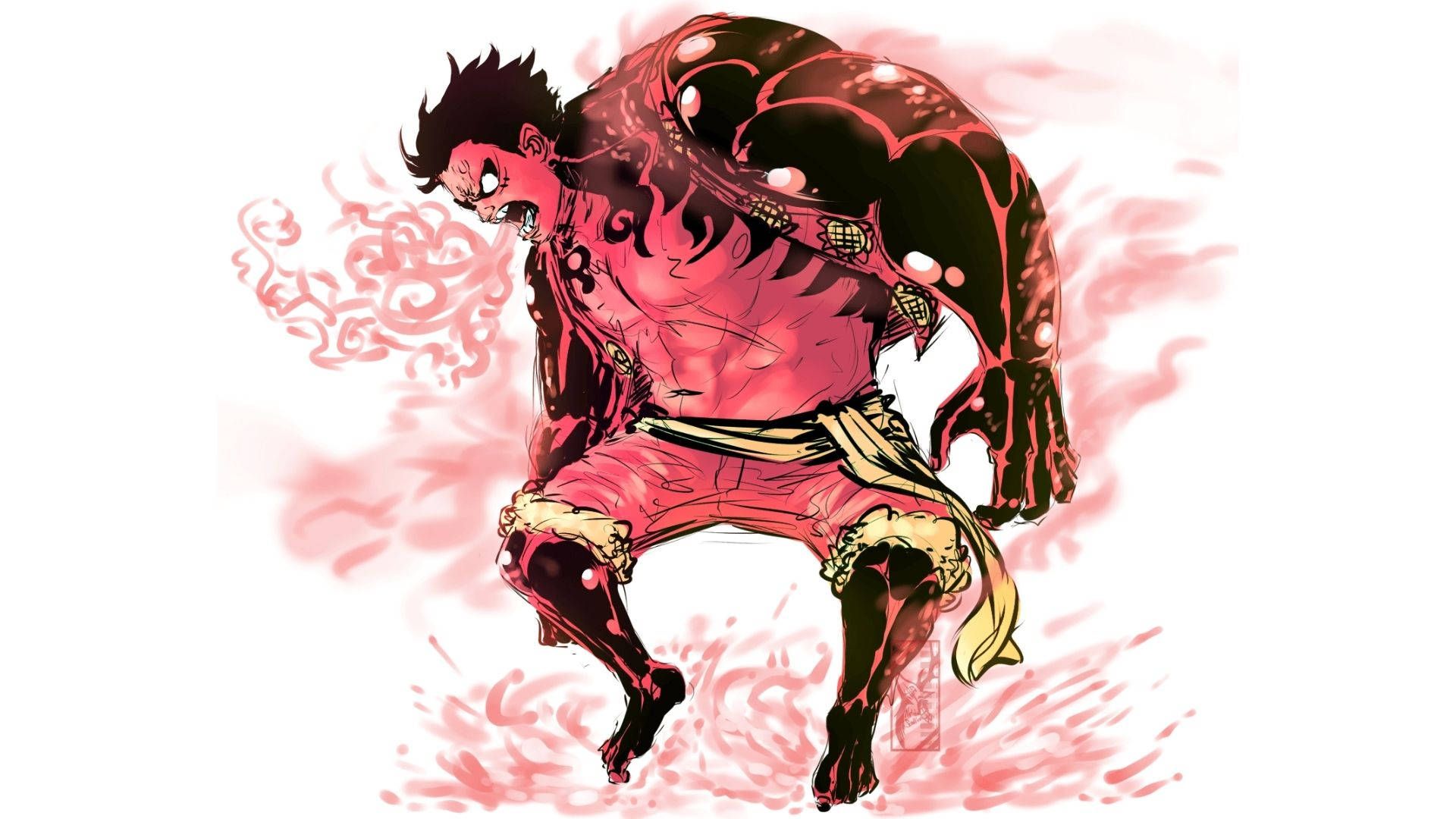 Luffy Gear 4 Punainen Keho Taustakuvat