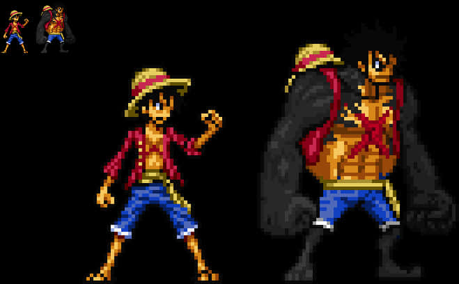 Luffy ja Gear Fourth -muodonmuutos pikselitaiteena Taustakuvat