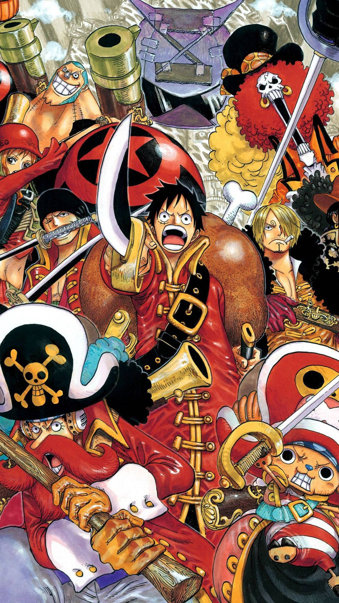 Luffy ja hänen Olkihattumiehistönsä suositusta manga- ja animesarjasta One Piece Taustakuvat
