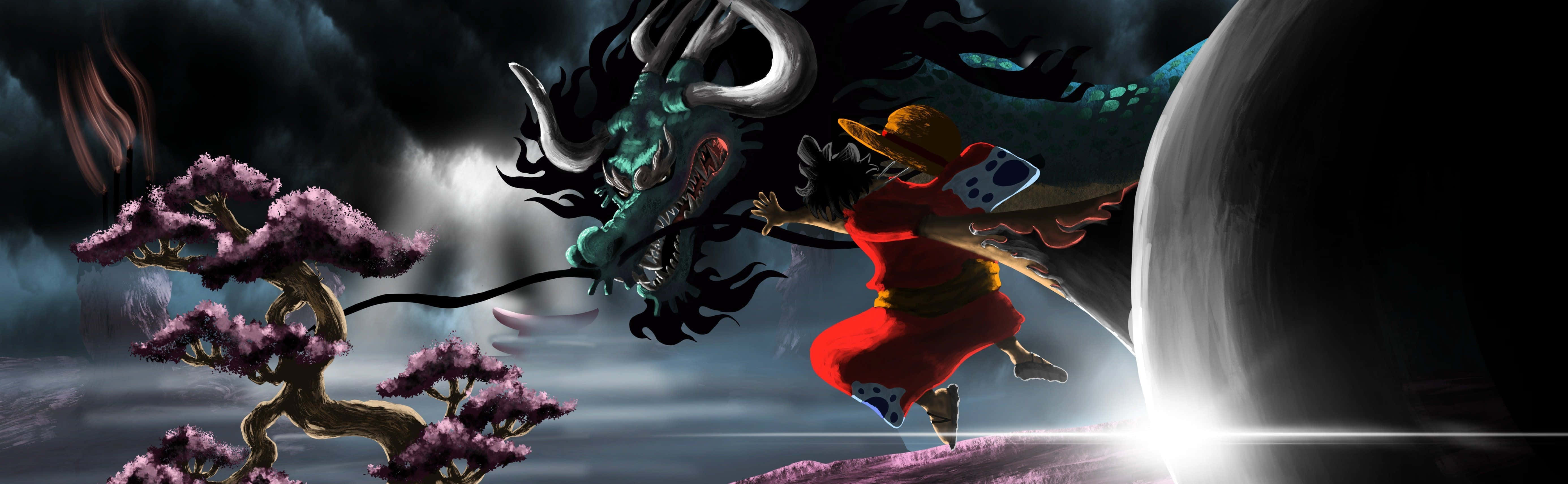 Luffy ja Olkihattupiraatit lähtevät purjehtimaan seuraavaan seikkailuunsa One Piece -animesarjassa. Taustakuvat