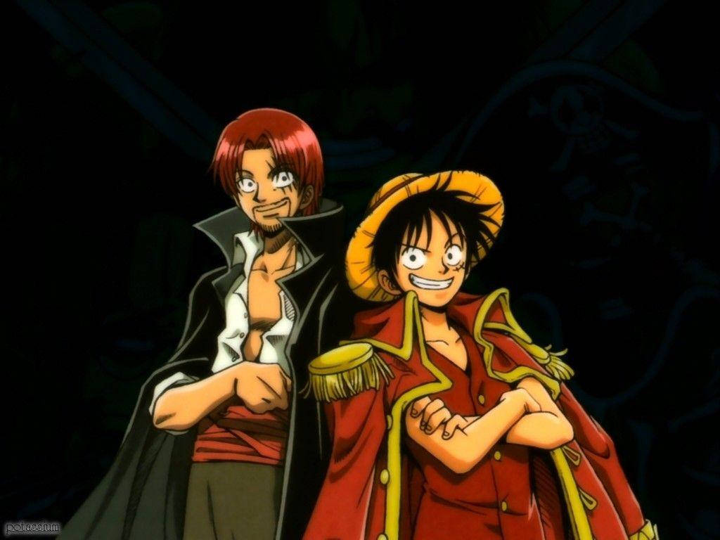 Luffy ja Shanks rinnakkain One Piece Taustakuvat