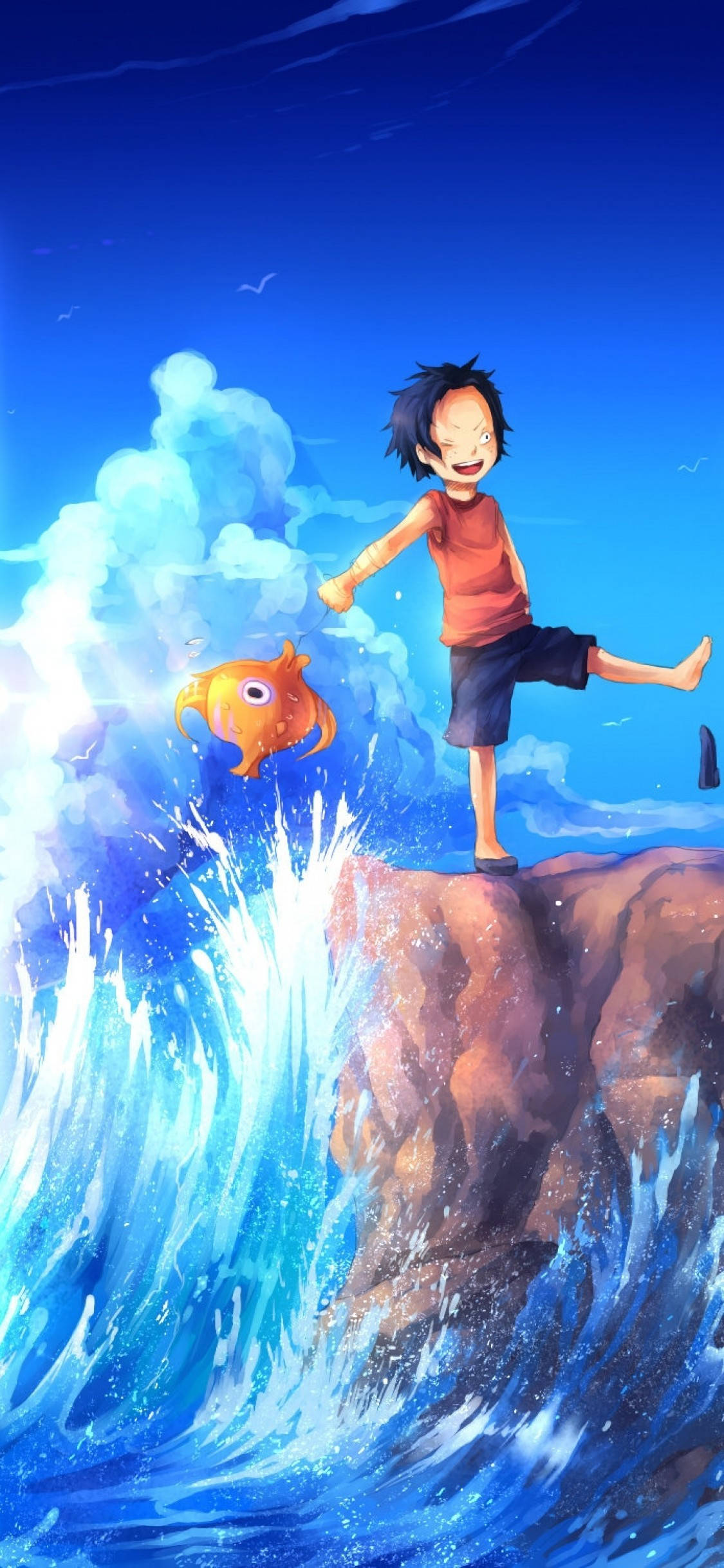 Luffy meressä One Piece iPhone Taustakuvat