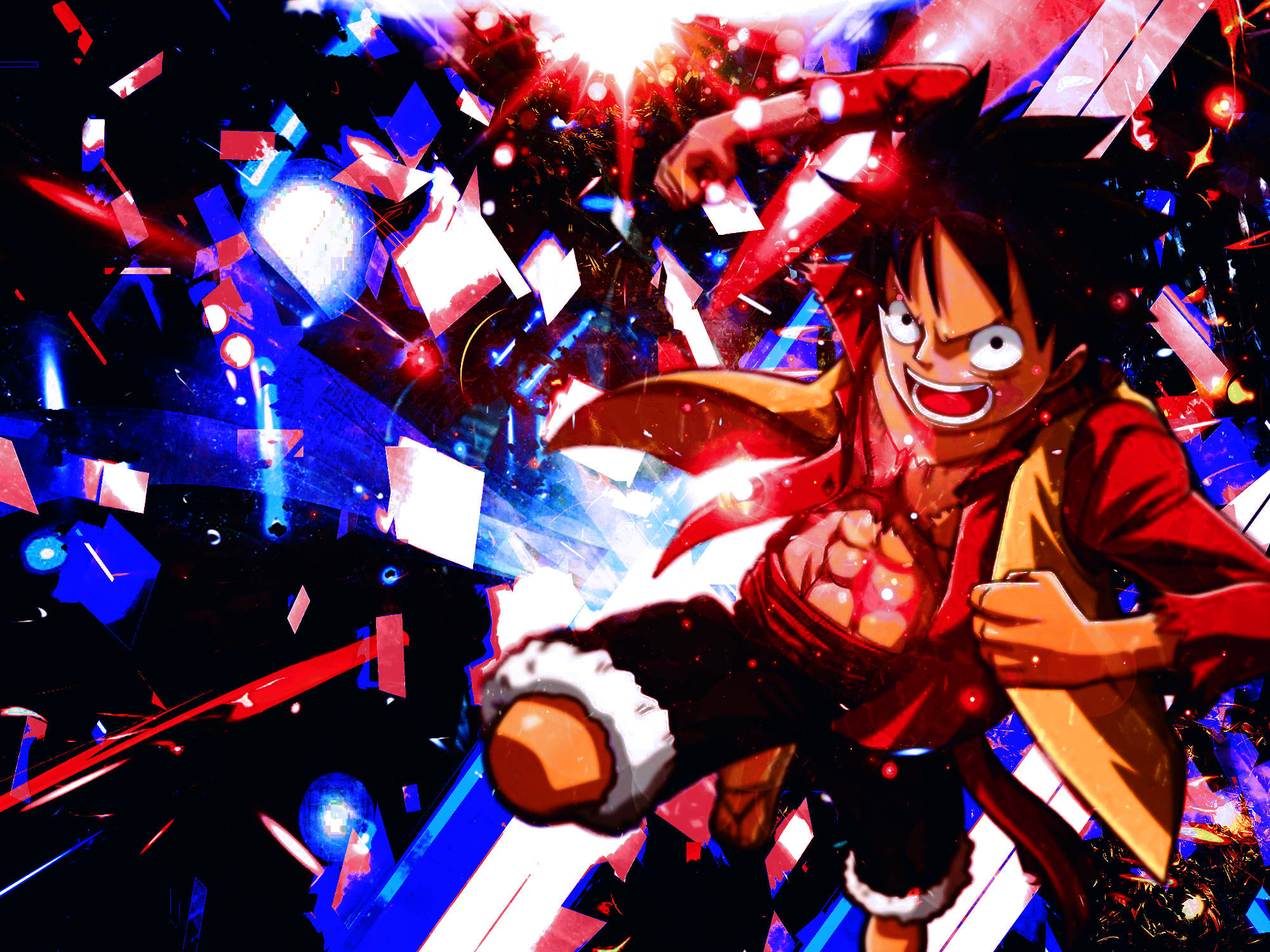 Luffy puna-sinisellä taustalla Taustakuvat