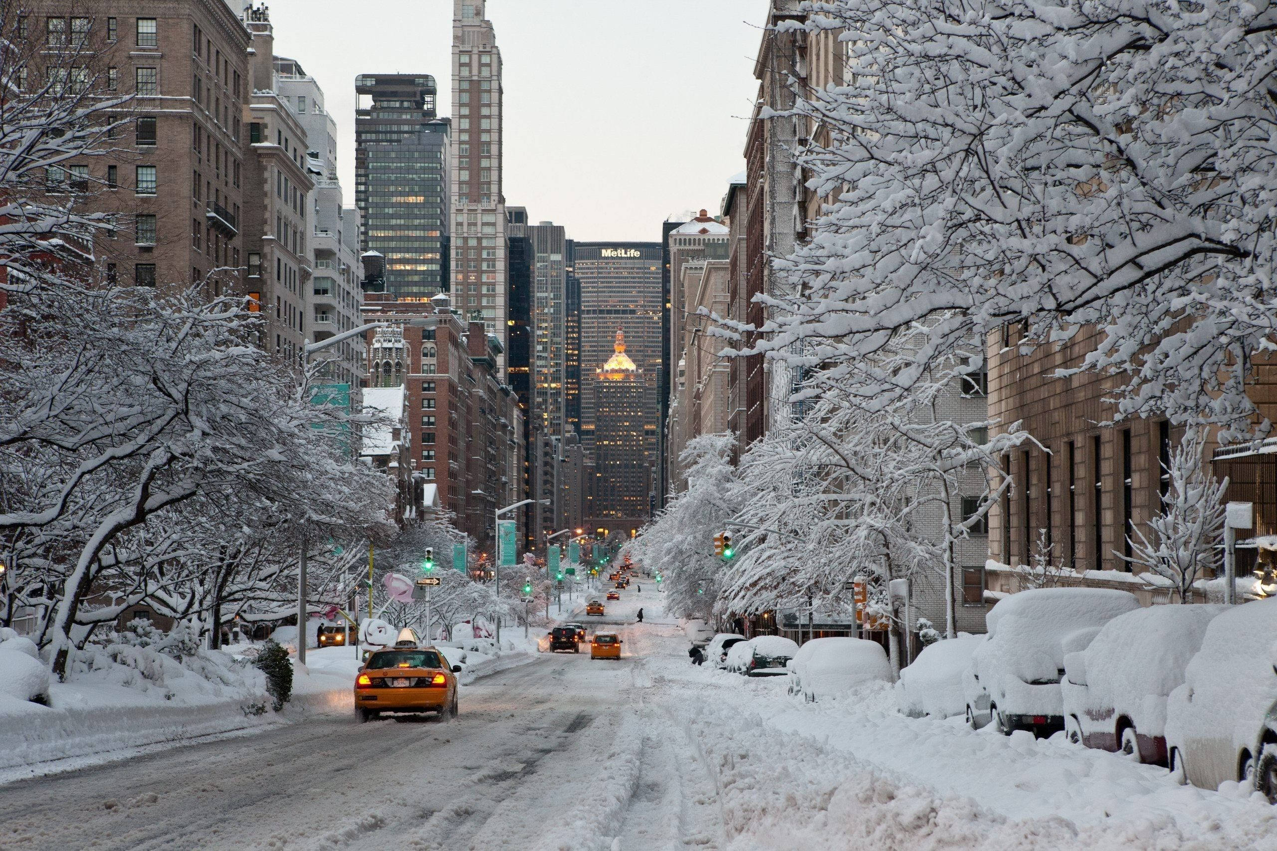 Lumipeitteinen New York -talviaestetiikka Taustakuvat