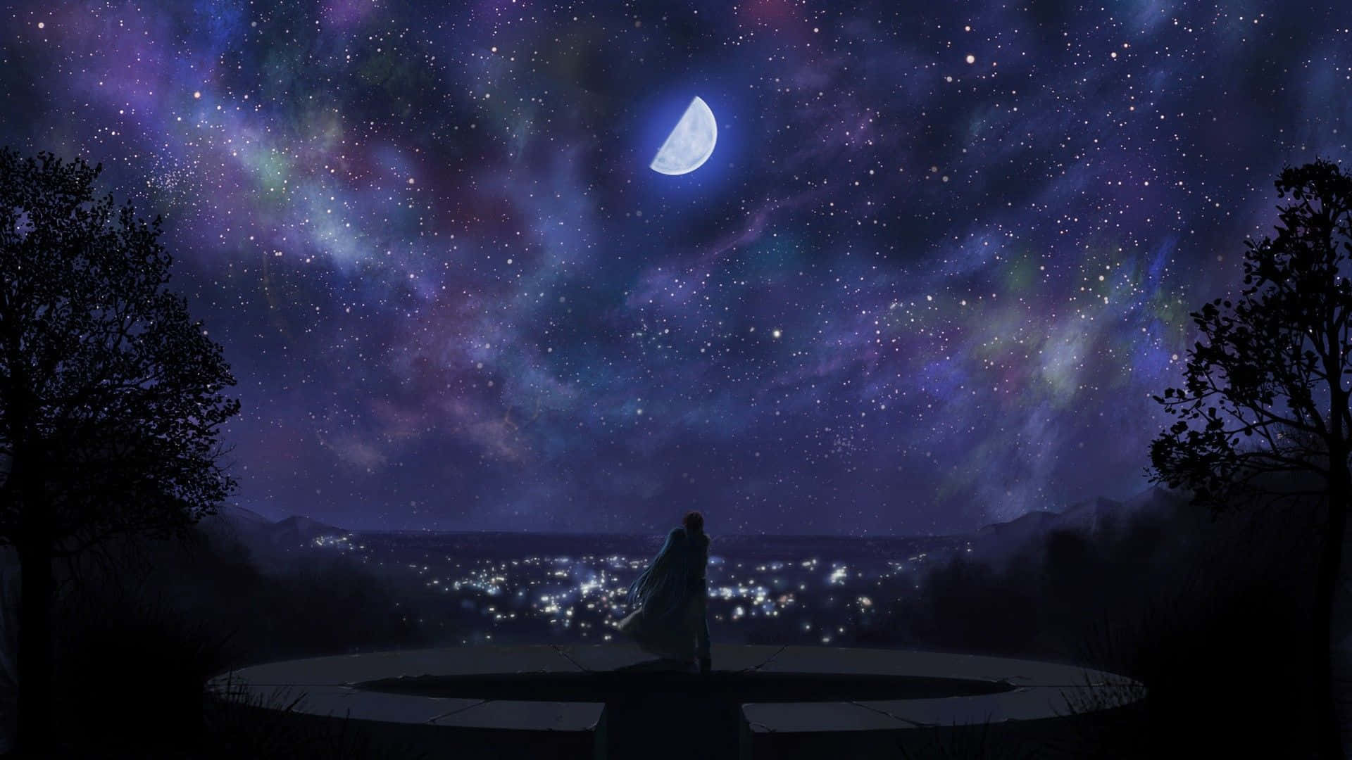 Lumoava anime maisema kirsikankukkineen Taustakuvat