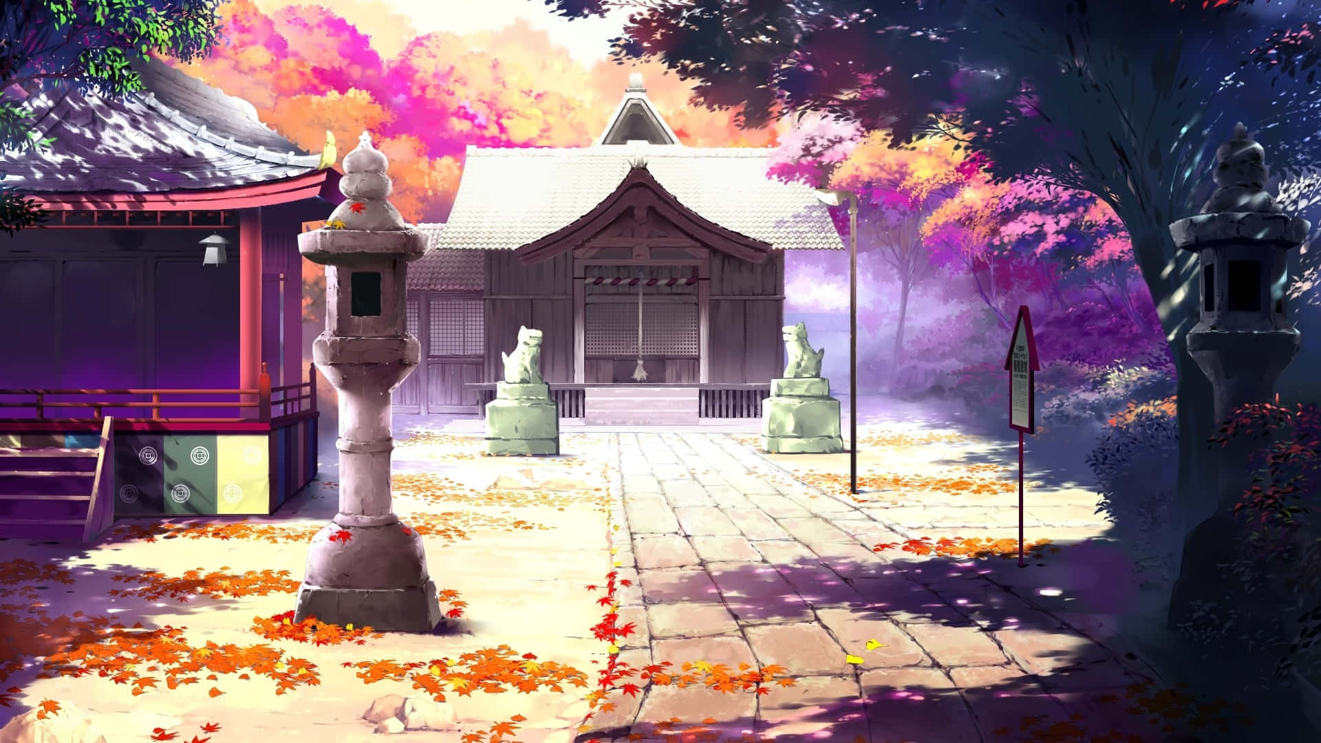 Lumoava anime-maisema kirsikankukkien kanssa Taustakuvat
