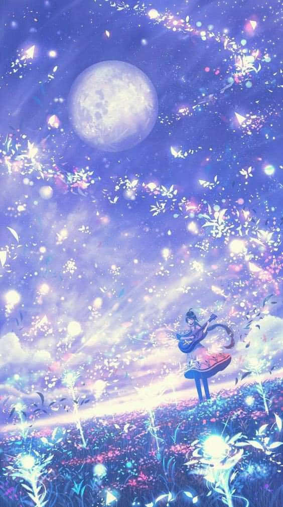 Lumoava anime maisema kirsikankukkien kanssa Taustakuvat
