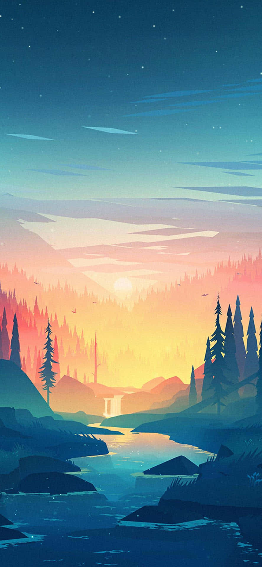 Luonto Auringonlasku Apple iPhone X Taustakuvat