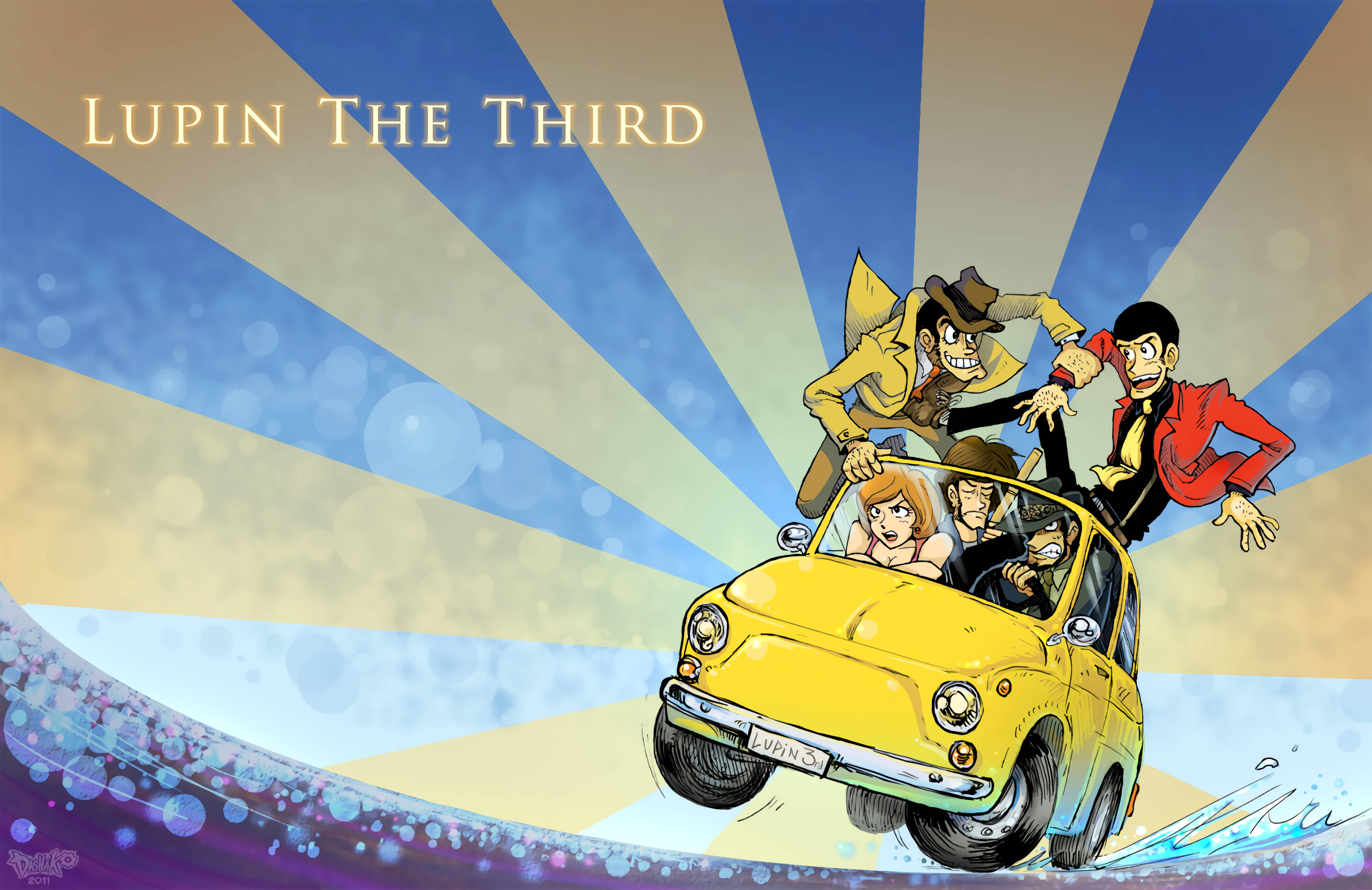 Lupin-hahmot autossa anime Taustakuvat