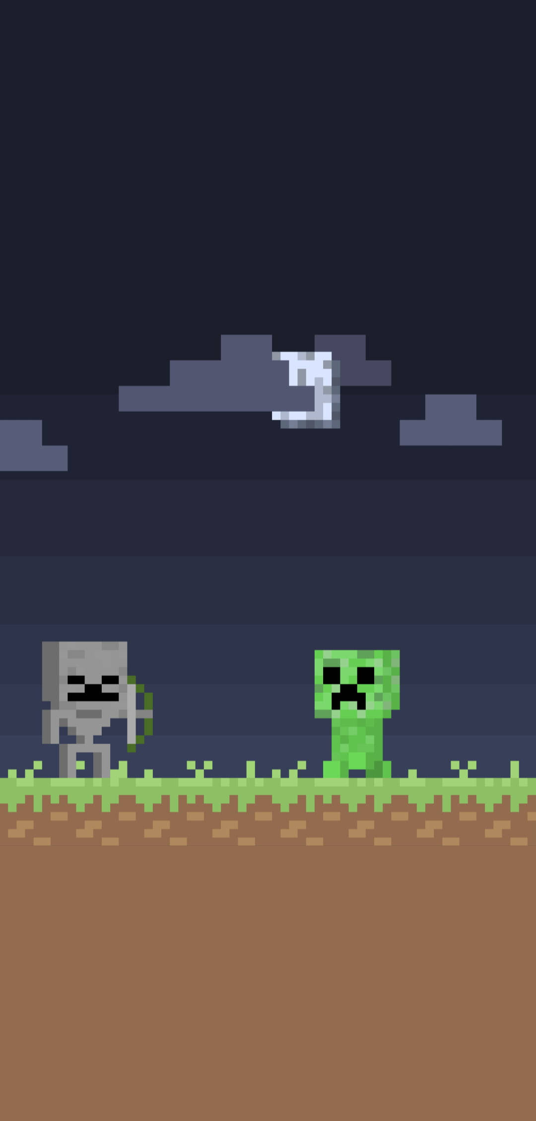 Luuranko ja Creeper-hirviö Minecraft iPhone Taustakuvat