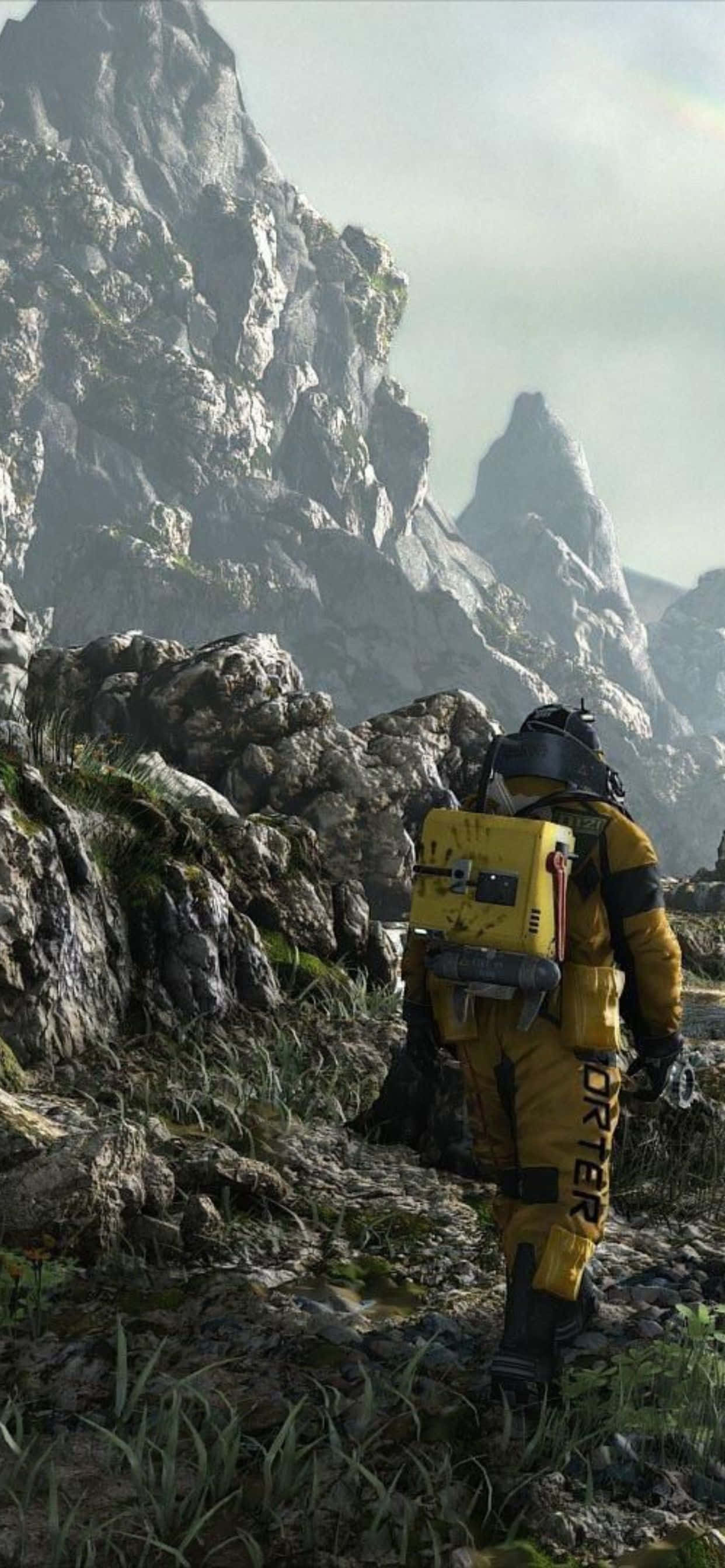Maailman ulkopuolinen voima asuu iPhone Xs Maxissa, jossa on Death Stranding Taustakuvat