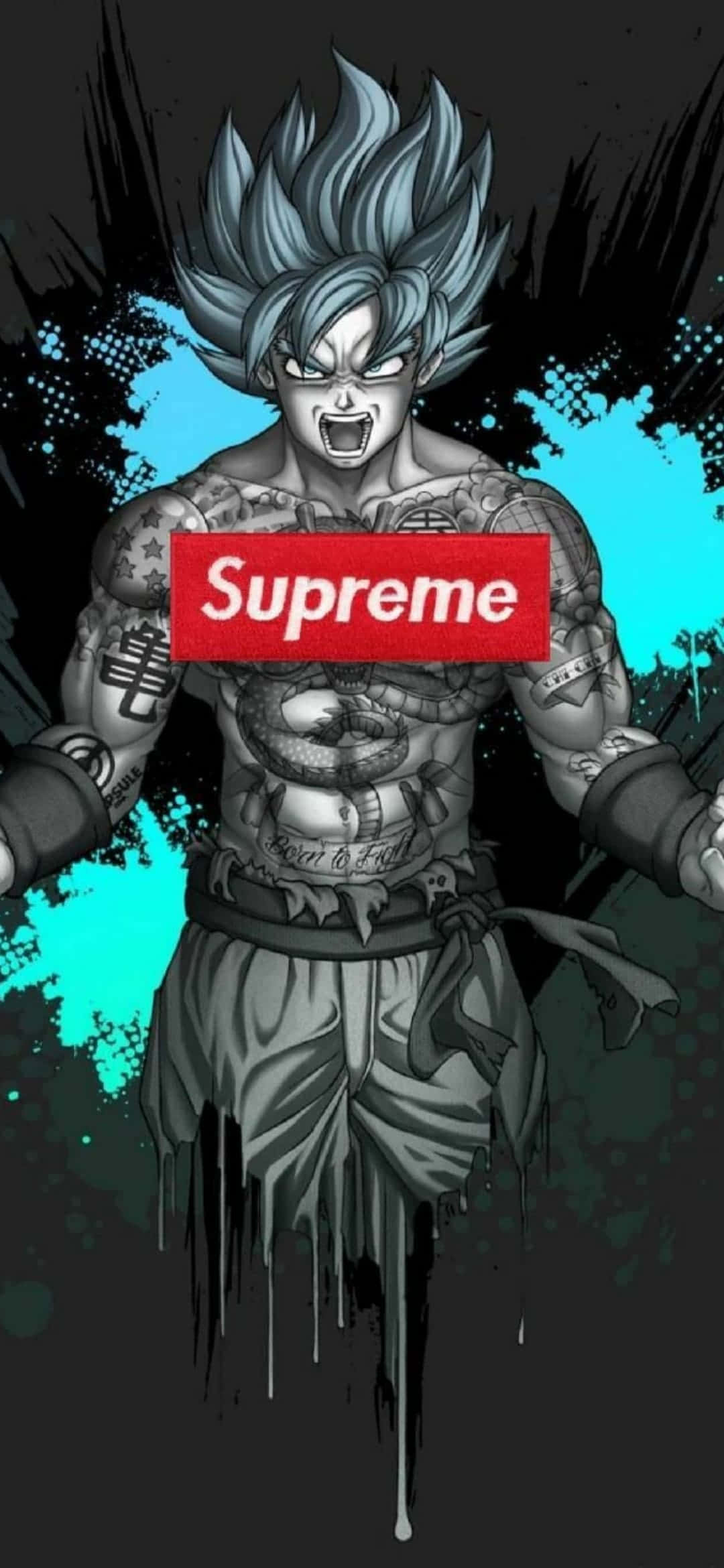 Mahtava Supreme Drip Goku Digitaalinen Taide Taustakuvat