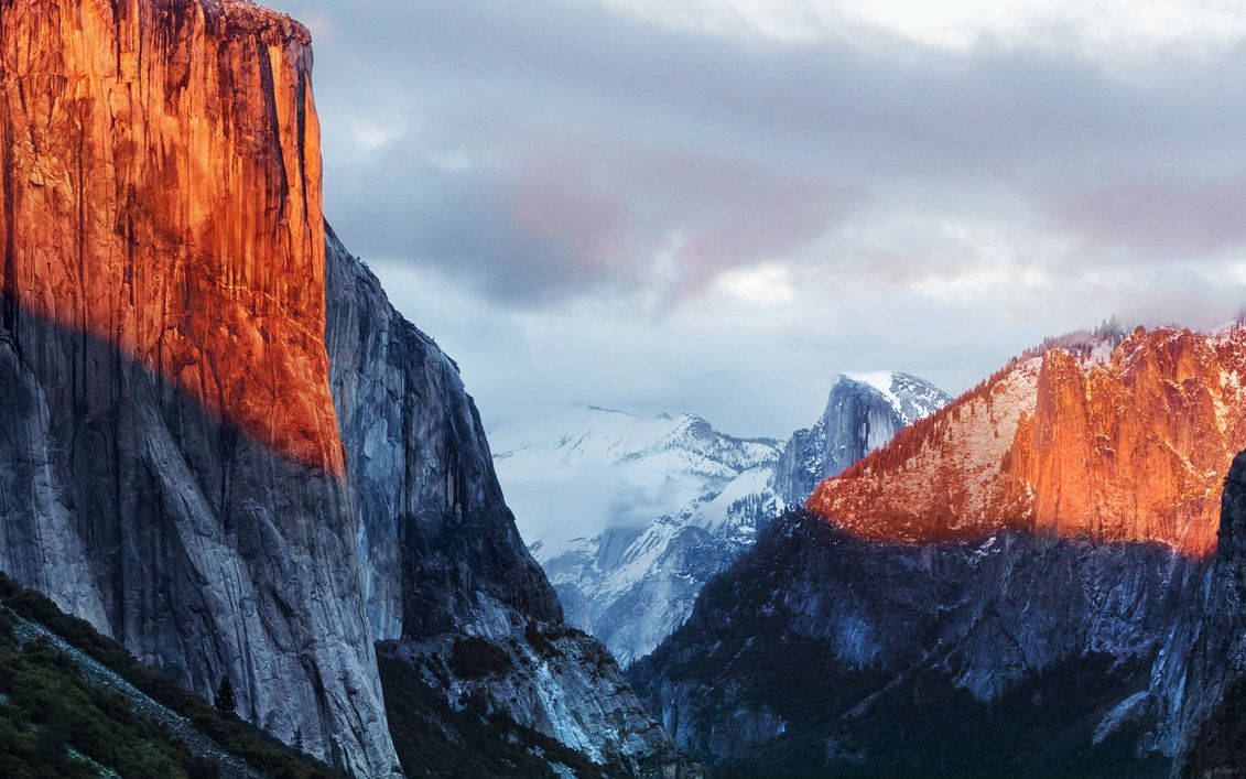 Mahtava Yosemite-vuori MacBook Pron näkökulmasta Taustakuvat