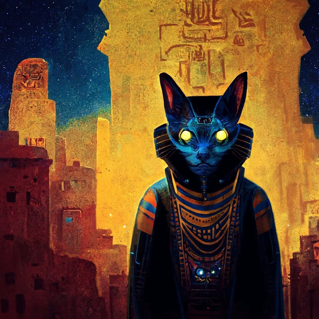 Majesteettinen egyptiläinen kissa vaikuttavassa asennossa Taustakuvat
