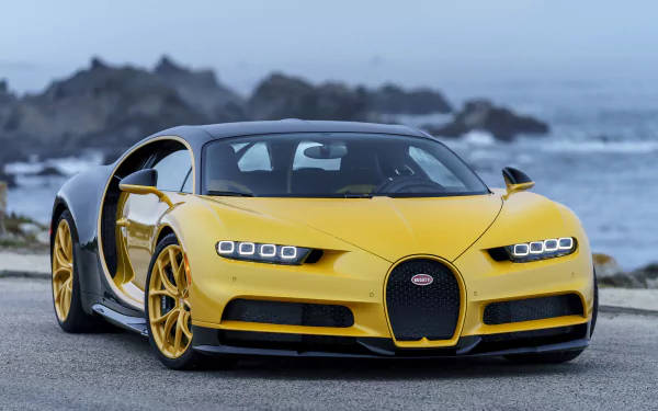 Keltainen Bugatti Chiron 4k
