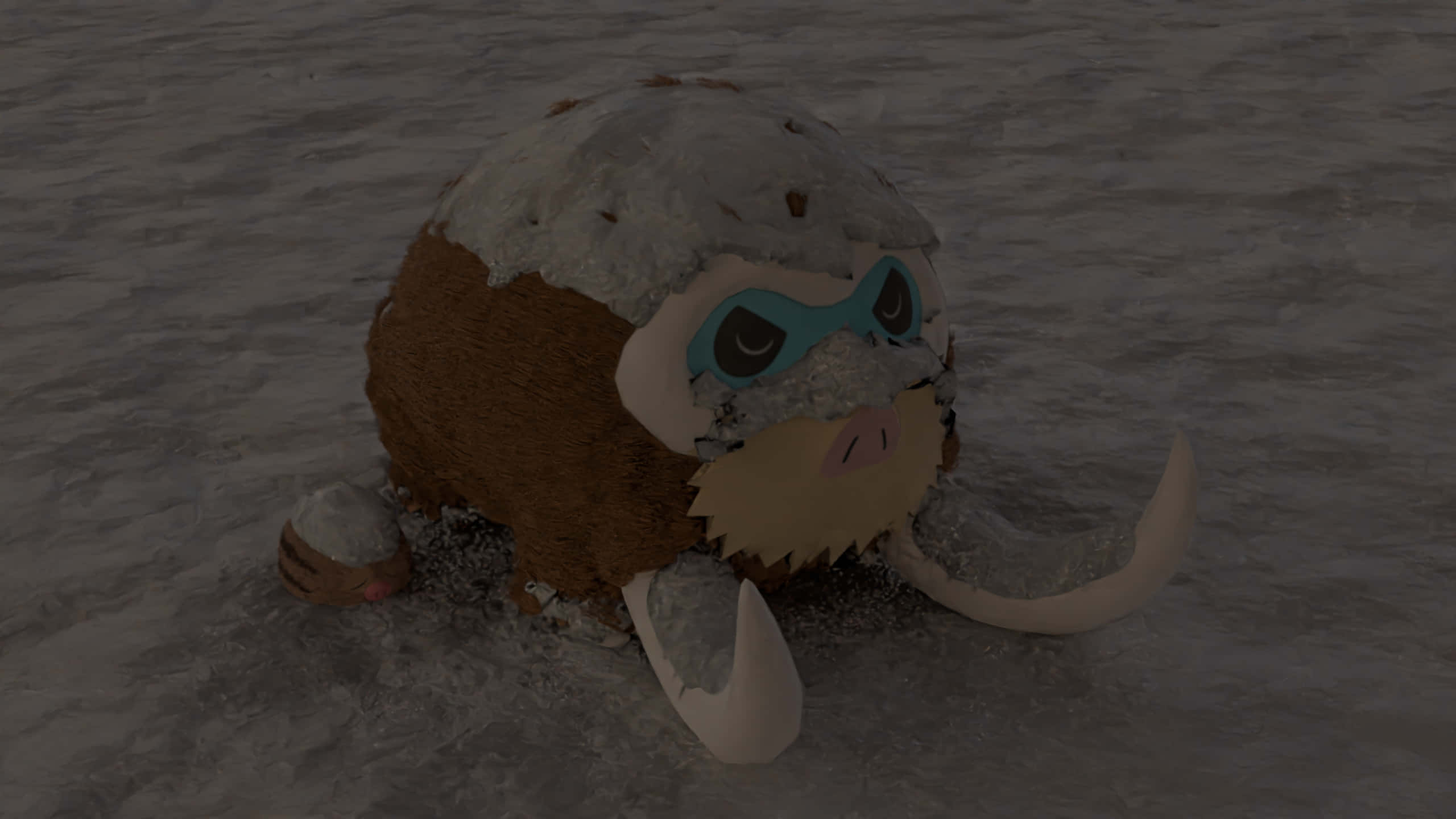 Mamoswine Pokemon hiekalla tumma kuva Taustakuvat